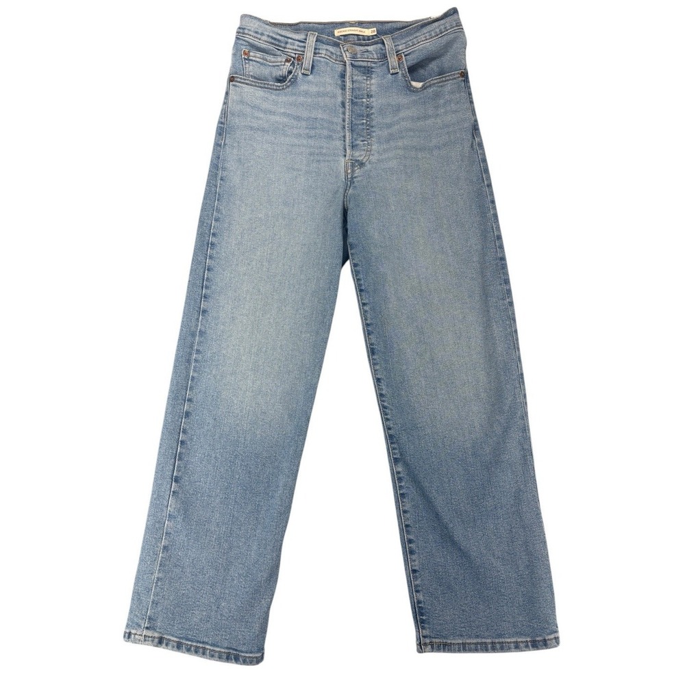 Levi's Ribcage Straight Ankle Jeans 28 High Rise Button Fly Light Wash Stretch